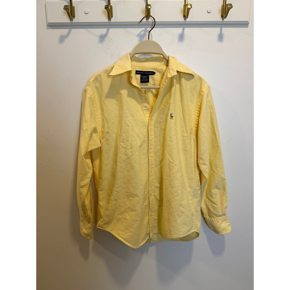 Ralph Lauren Women’s Yellow Oxford Button Down Shirt Size 2 Long Sleeve Pony